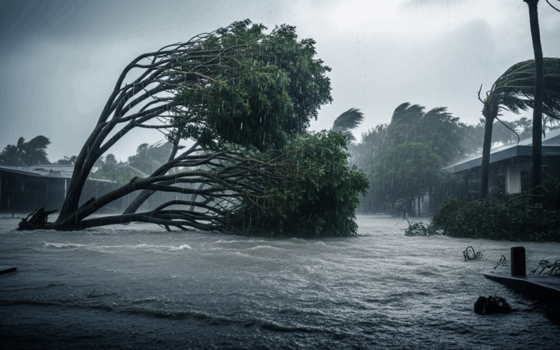 ฝนตกน้ำท่วมลมแรงปก